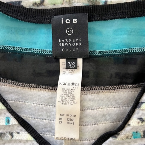 Barney’s New York Mini Dress Short Sleeve Striped Mesh - Picture 9 of 11